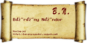 Bárány Nándor névjegykártya